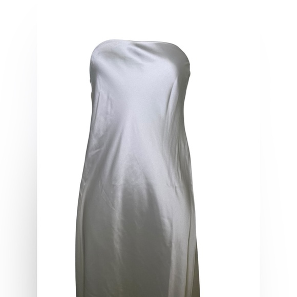 WeWoreWhat White Strapless Satin Midi Dress w/ Flower Necktie Size 14 NWT - Picture 4 of 8